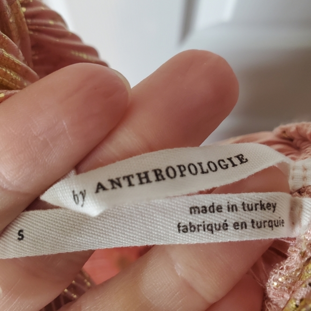 Anthropologie light pink and gold halter blouse - Picture 2 of 7